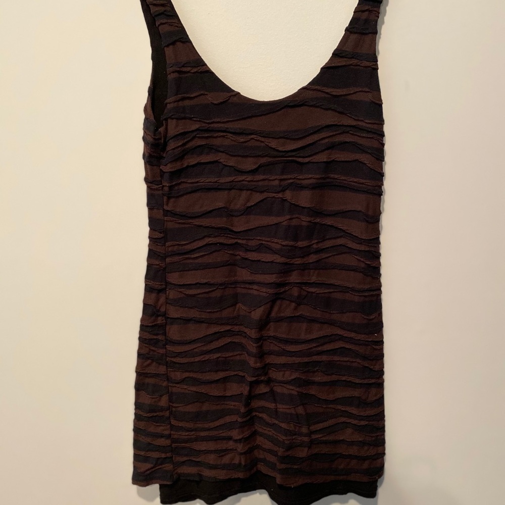 Free People Black & Brown striped ruched dress - Picture 3 of 3